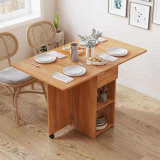 Tavolo da Pranzo Pieghevole Salvaspazio con Ruote,