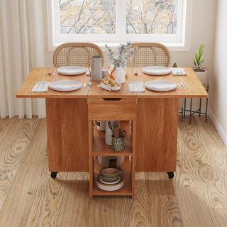 Tavolo da Pranzo Pieghevole Salvaspazio con Ruote,