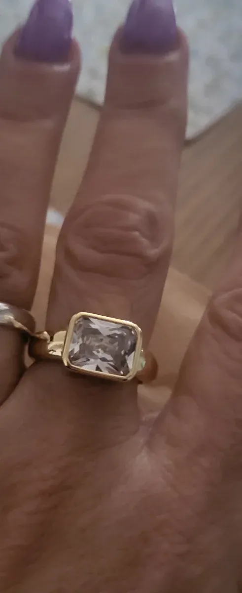 Anillo Sello Rectangular Dorado