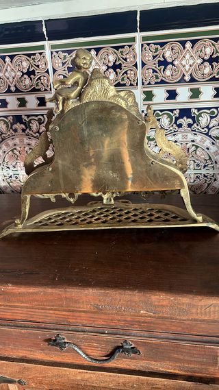 Reloj de sobremesa antiguo bronce y cerámica