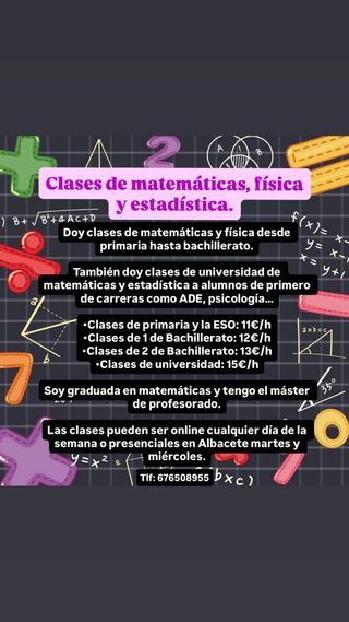 Clases particulares presenciales y online.