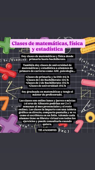 Clases particulares presenciales y online.