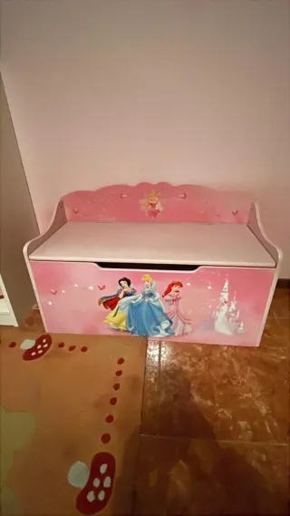 Panca rosa legno principesse  75cm x 48 x 33