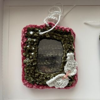 Photocard holder uncinetto velluto verde