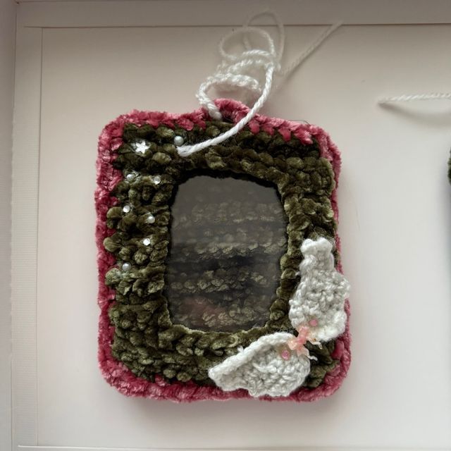 Photocard holder uncinetto velluto verde