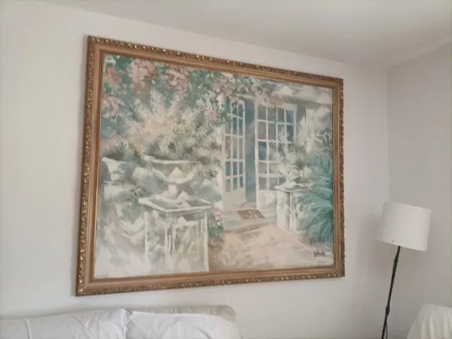 Cuadro paisaje marco dorado