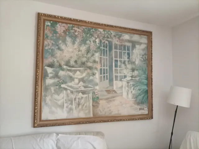 Cuadro paisaje marco dorado