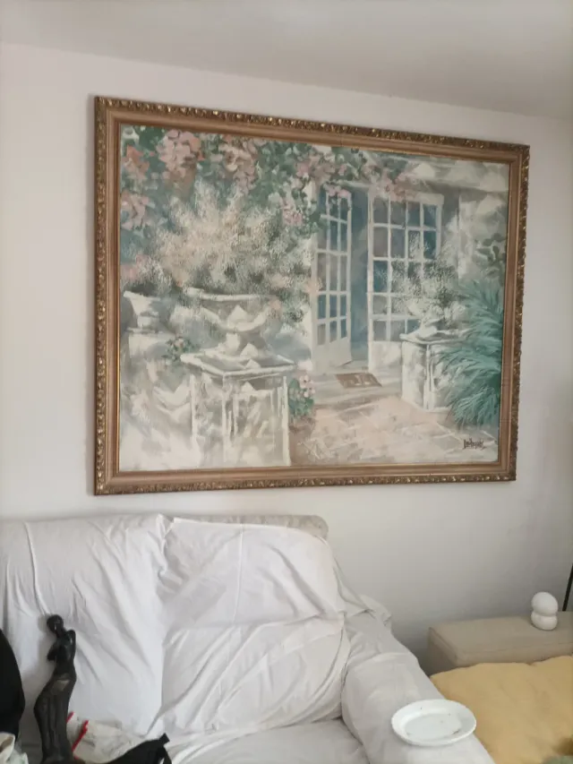 Cuadro paisaje marco dorado