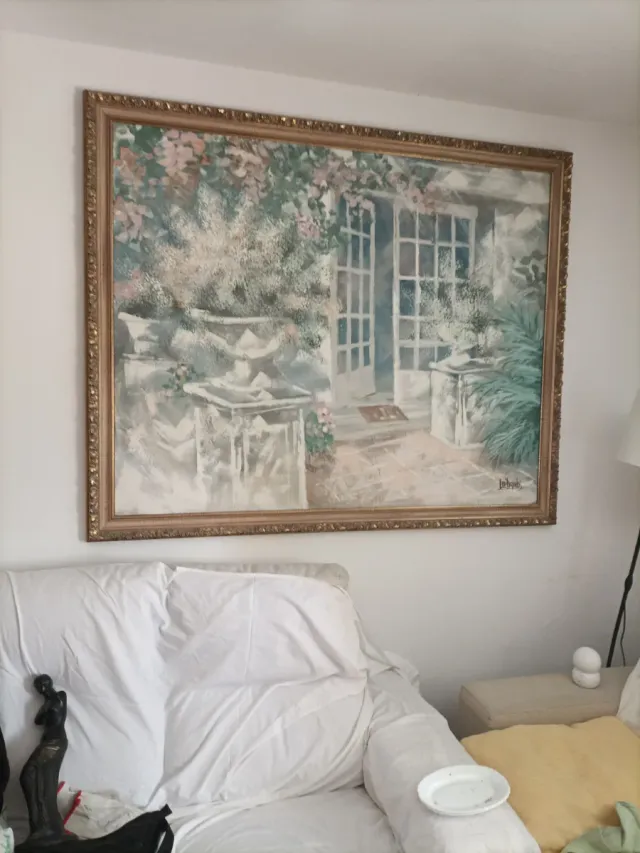 Cuadro paisaje marco dorado