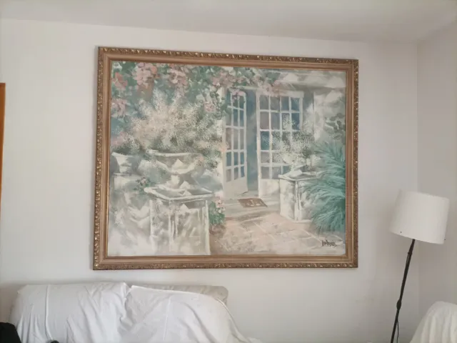 Cuadro paisaje marco dorado