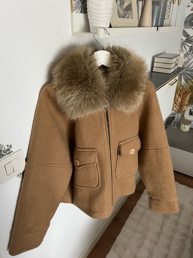 Abrigo borreguito con cuello pelo