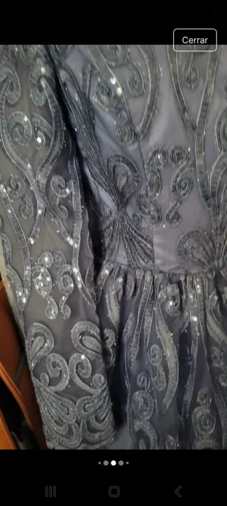 Vestido azul plateado con lentejuelas