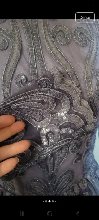 Vestido azul plateado con lentejuelas