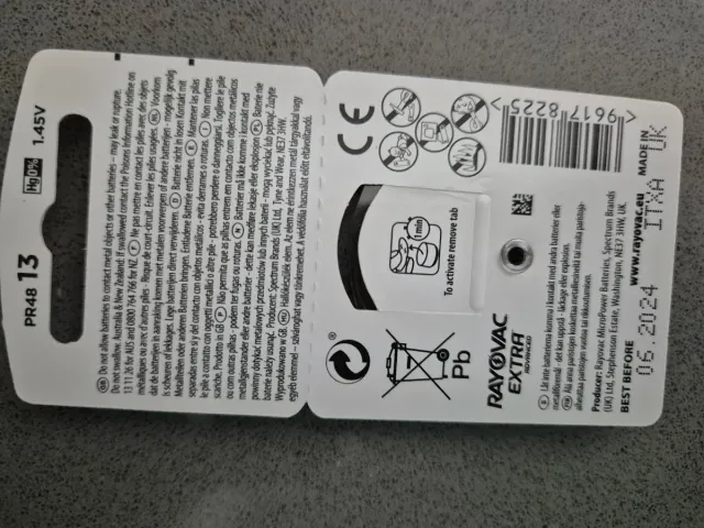 Pilas Rayovac Extra para audífonos (Tamaño 13)