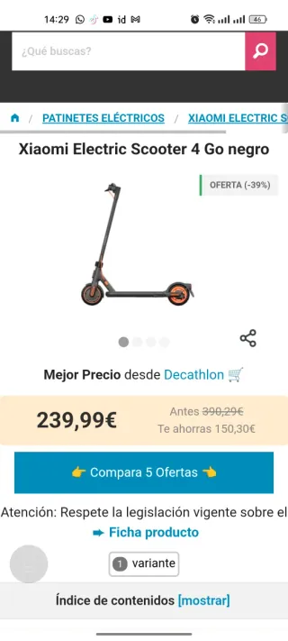 Patinete Eléctrico Xiaomi 4  Go