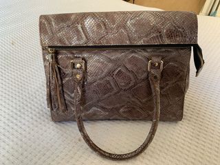 Bolso Piel Serpiente Marrón y Dorado