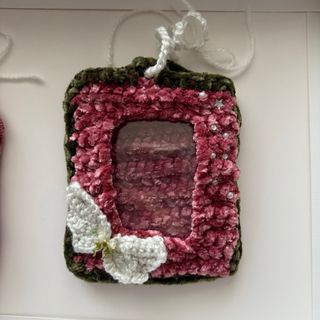 Photocard Holder uncinetto velluto rosa