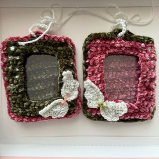 Photocard Holder uncinetto velluto rosa