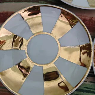 Set 3 platos decorativos dorados y blancos Vintage