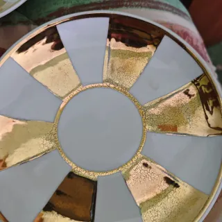 Set 3 platos decorativos dorados y blancos Vintage