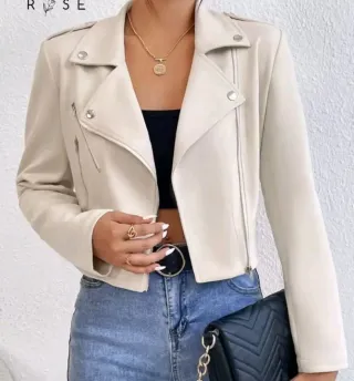 Chaqueta de cuero beige