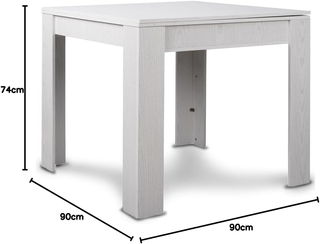 Tavolo Quadrato Allungabile 90x90 cm, Apertura a L