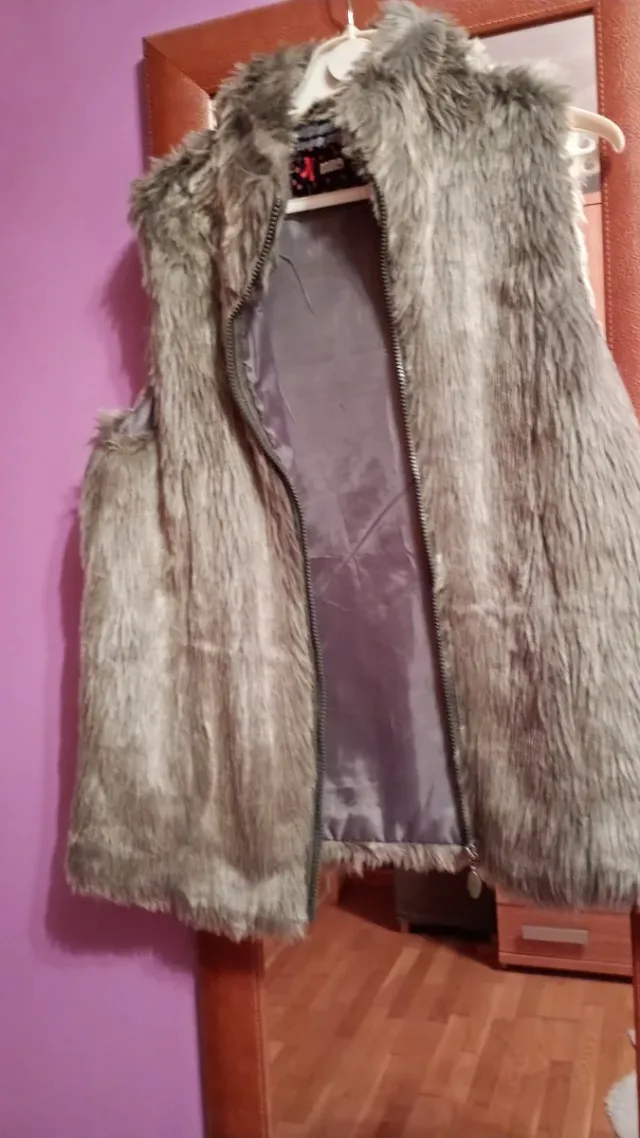 Chaleco de pelo gris mujer talla única