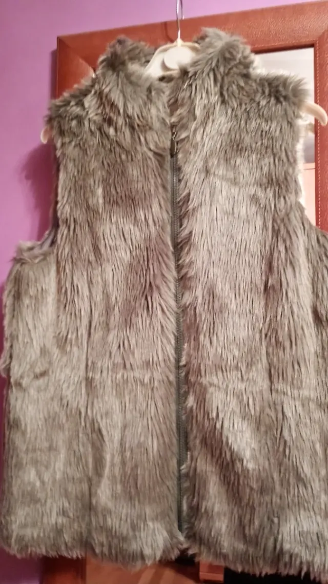 Chaleco de pelo gris mujer talla única