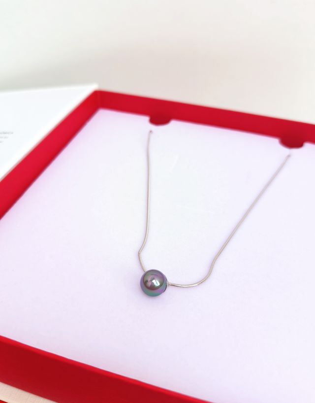 Collar con Colgante Perla 10mm Gris Nuada