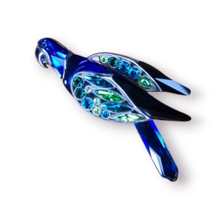 Broche Swarovski Papagaio Prata 925 Cristais