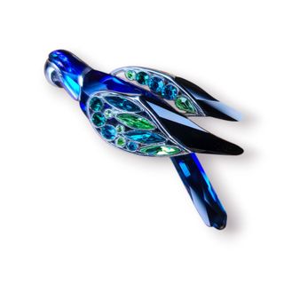 Broche Swarovski Papagaio Prata 925 Cristais