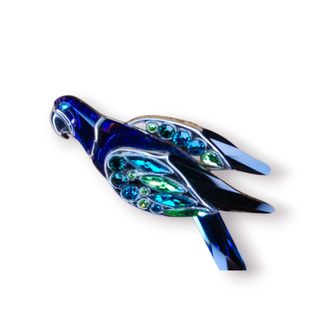 Broche Swarovski Papagaio Prata 925 Cristais
