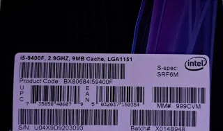 Intel Core i5-9400F 9th Gen INCLUYE disipador