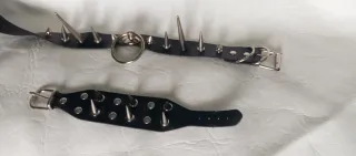 Collar con pinchos plateados y aro