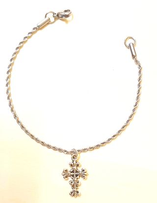 Pulsera cordón retorcido con colgante cruz