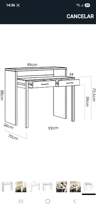 Mesa consola convertible en escritorio