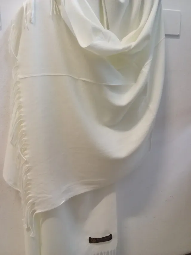 Sciarpa Loro Piana 100% Cashmere Bianca