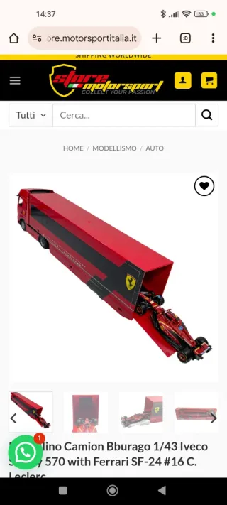 Bburago 1/43 Iveco S-Way 570 Racing Hauler