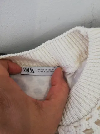 Camiseta blanca de punto calado