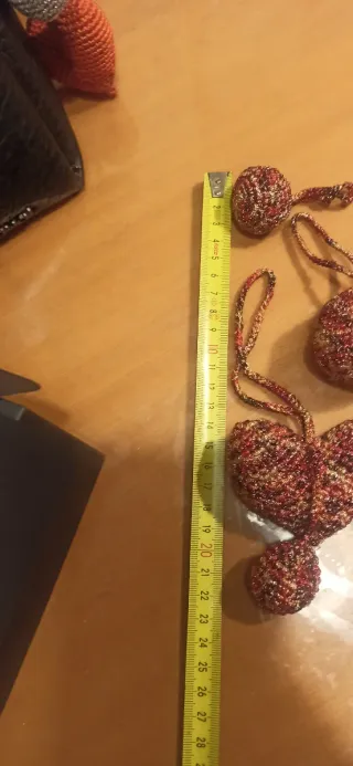 Adornos  Navidad Caja. Corazones, bolas ganchillo