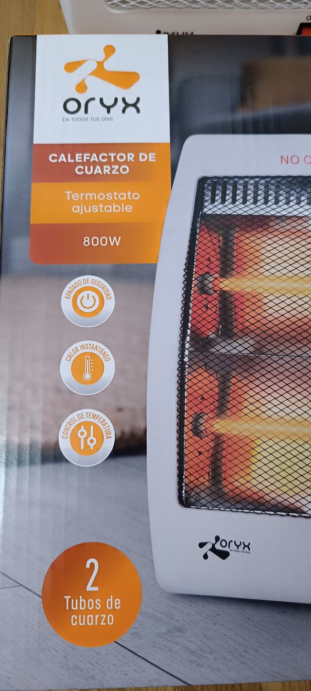 Calefactor Oryx Cuarzo 800W Termostato Ajustable