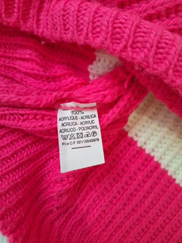 Jersey rayas y volantes fucsia y blanco