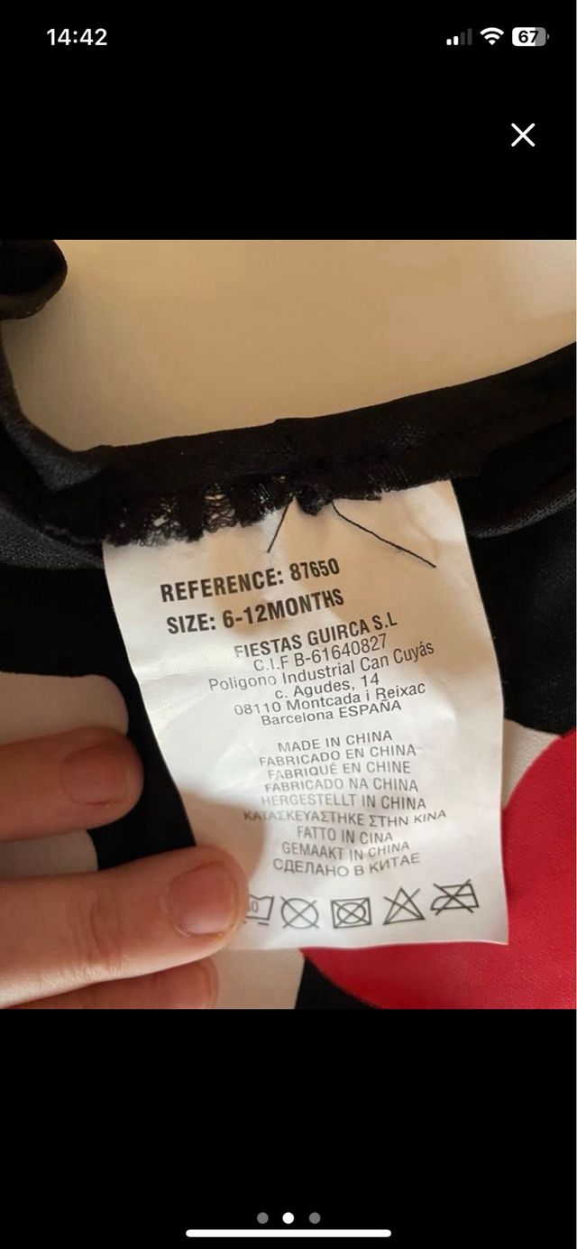 Disfraz esqueleto unisex 6-12 meses