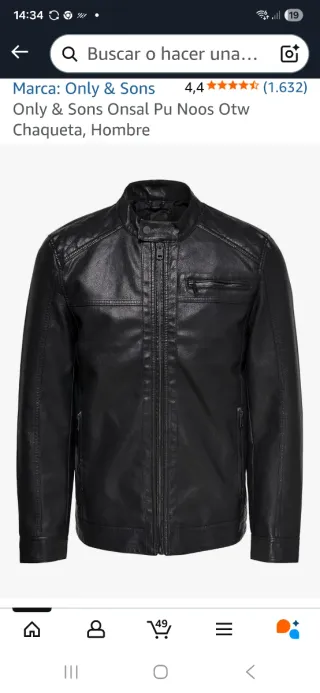 Chaqueta Only & Sons Piel Sintética Negra