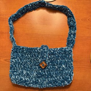 Borsetta a spalla in velluto blu