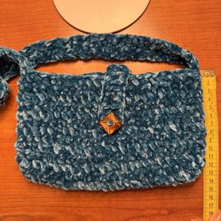 Borsetta a spalla in velluto blu