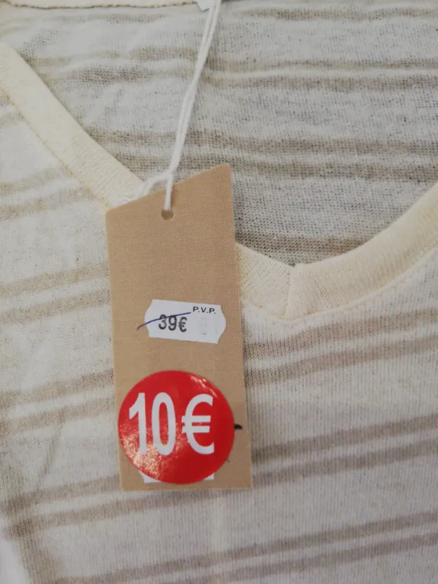 Vestido largo de rayas beige y marrón