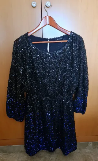 Vestido lentejuelas negro/azul