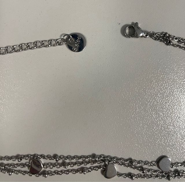 Collana 3 fili acciaio cuoricini