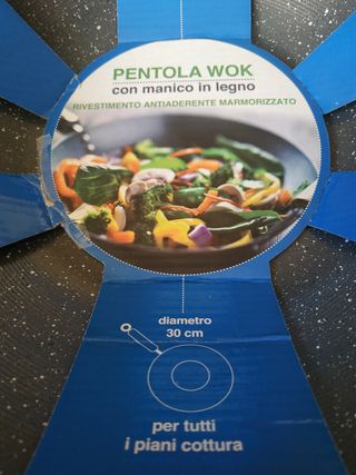 Padella wok 30 cm con cartellino